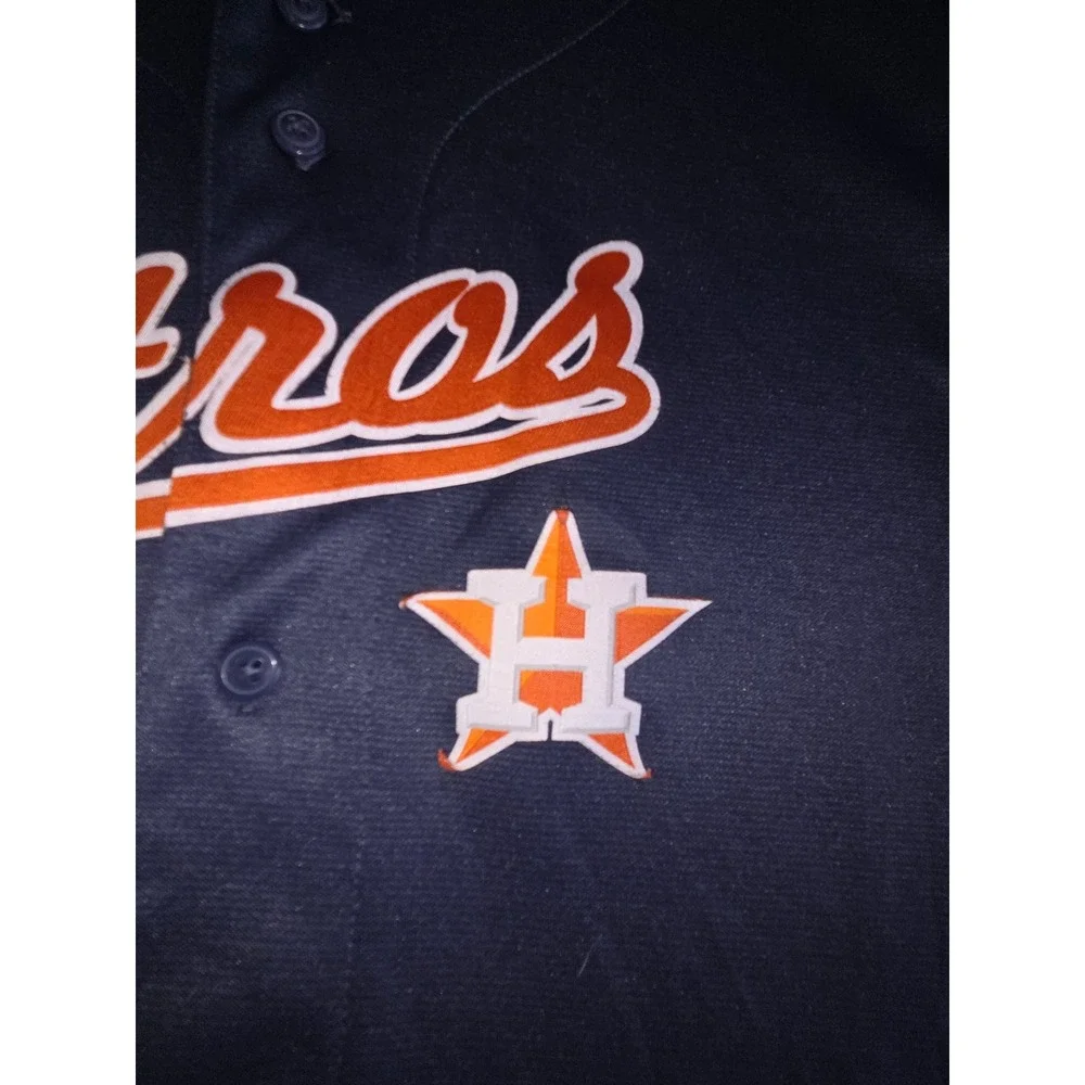Houston Astros True Fan Adult XL Button Up MLB Baseball Jersey Navy Blue